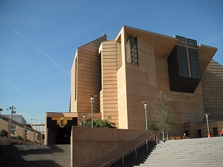 Our Lady of the Angels Cathedral in Los Angeles California is the third largest cathedral in the world and the first to be built in the US in over a quarter century.  The massive 70-foot cross behind the alter is made entirely of concrete.